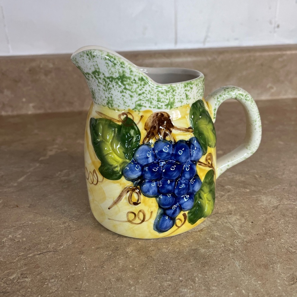 Hand-Painted Panware Grapes Ceramic Creamer Pitcher